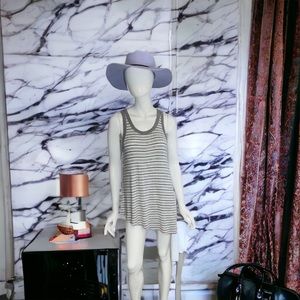 M Cabi Grey Striped asymmetrical tank dress